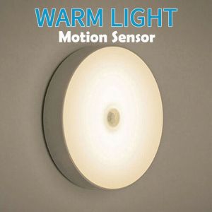 Slamp 8LED Night Light Indoor Lighting 5W Motion Sensor Cabinet Light USB Charging Long Battery Life Wall Light 0 Seconds Induction Warm Light Bedside Lamp for Kitchen Bedroom Stairs Cabinet Closet