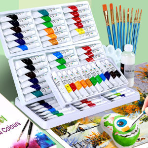 Acrylic Paint Set - 12/18/24/36 Colors - Waterproof Art Craft Paints - Gifts for Artists, Kids, Beginners & Painters - Canvas, Ceramic, Rock Painting Kit - Art Supplies