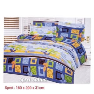 Sprei Bunga Katun Kasur No 2 Queen Size Ukuran 160x200 Tinggi 30 Lebih. Sprei Corak Motif Bunga Biru