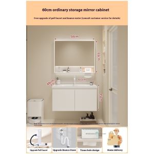 Solid Wood Bathroom Cabinet Hanging Type Bathroom Mirror Cabinet Light Luxury Mirror Cabinet Combination Type Toilet Cabinet