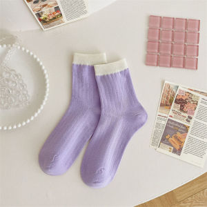 ส่งจากไทย!! ถุงเท้าผู้หญิง สไตล์เกาหลี สีพาสเทล MACARON ถุงเท้าแฟชั่น แนววินเทจ ทำจากผ้าฝ้าย