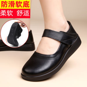 [Free Shipping] Faux leather soft-soled flat shoes for mothers middle-aged and elderly non-slip comfortable large size womens shoes grandma shoes