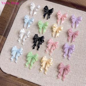 💕 YoYo Shop 💕 50pcs Long Wavy Bow Nail Art Accessories 2Sizes Colorful Ribbon Bow 3D Resin Nail Charms Japanese Nail Decorat Cute Parts Ribbon