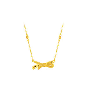 CHOW TAI FOOK 999 Ribbon Bow Gold Necklace - EOF2304