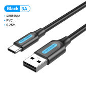 Vention USB Type C Cable 60W Fast Charging 3A Cable USB C Charger Wire Cord for iPhone 16 15 Pro Max XiaoMi HUAWEI Mate SAMSUNG S24 S23 Ultra Quick Charge Type C Cable