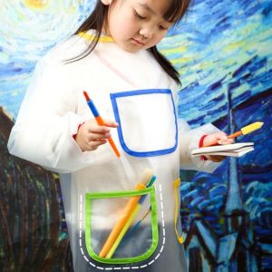 【Tiaioi】ผ้ากันเปื้อนกิจกรรมศิลปะ กันน้ํา ลายกราฟฟิตี้ สําหรับเด็กอายุ 0-12 ปี