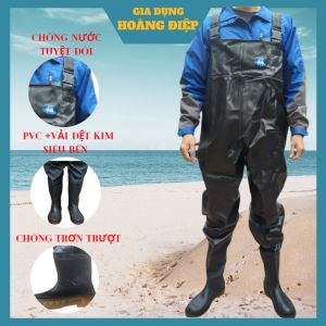 Ủng yếm ủng lội nước liền quần phủ cao su chống nước đế cứng đủ size