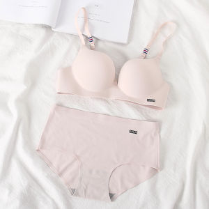 Lizida Jutsyle Solid Color Womens Seamless Push Up Simple Bra Push Up Underwear Paanties Set