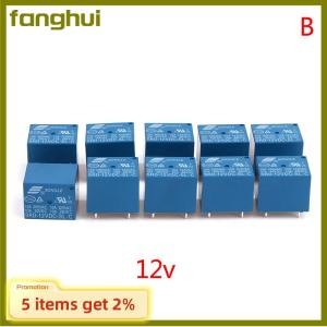 fanghui 10pcs Relays DC 5V 12V 24V SRD - 250VAC 10A 5PIN Power Relays
