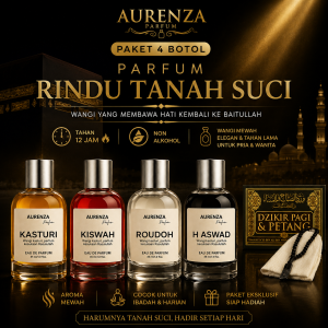 Parfum Rnidu Tanah Suci Paket 4 Botol Wangi Tahan Lama Aman untuk Sholat