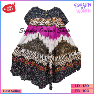 Bayar Di Tempat - Daster Payung Wanita Jumbo XXL LD 120 Motif Borobudur Pola / Daster / Baju Tidur Santai Wanita / Daster Bumil / Daster Busui / Daster Murah Meriah Best Seller Syauqi Online Shop