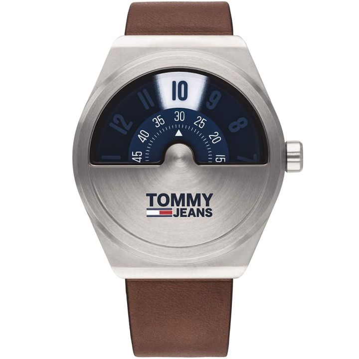Authentic Tommy Hilfiger Men Blue Dial Brown Leather Watch 1791772