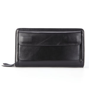 In-stock hot-selling top-layer genuine leather mens wallet long style oil wax cowhide double zipper bag vintage mens bag available for dropshipping