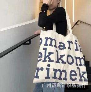Original Finnish marimekko Poppy flower canvas bag cotton-linen letter print large-capacity tote bag trendy floral bag