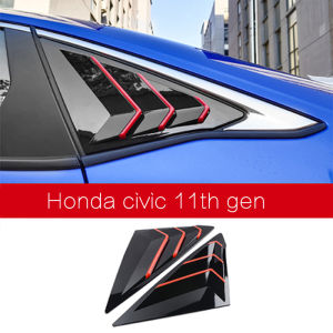 Car Side Louver Cover for Honda CIVIC 2021 2022 2023 FE G11 carbon fiber Primer Rear triangle Window Blinds Shades decoration spoiler
