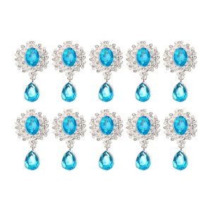 DORADO 10Pcs Đồ thủ công tự làm Phụ kiện trâm cài áo bằng hợp đính đá Pha lê lấp lánh 4.62.4cm Trâm cài pha lê Sáng tạo sau bằng bạc dây chuyền hình chiếc khuy may Trang trí đám cưới