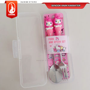 Sendok SET Anak Sekolah Stainless alat makan Karakter Kartun Japan SANRIO Premium