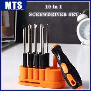 10-in-1 Screwdriver Home Use Combination Work Set Dual Use Small Screwdriver Phillips Screwdriver multifunctional Computer disassembly and maintenance kit one-line cross screwdriver Tools & Home Improvement Hand Tools Screw & Nut Drivers