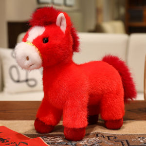 JOJO CASTLE  2026 Chinese New Year China Zodiac Horse Plush Doll Toy Red/White/Brown Kawaii Stuffed  Horse  Mascot Plushies Doll Home Decor Chinese Spring Festival Gift  马年公仔 吉祥物