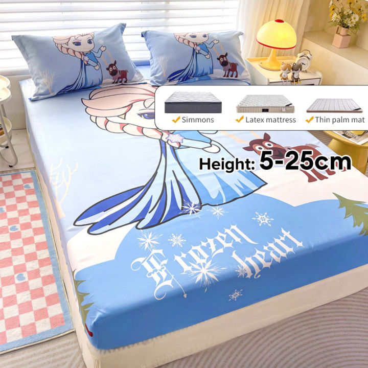 Dansunreve%20Elsa%20Fitted%20Sheet%20Disney/Marvel%20Series%20Snow%20White%20Bedsheet%20Single/Queen/King%20Cartoon%20Mattress%20Protector%20-%20Image%204