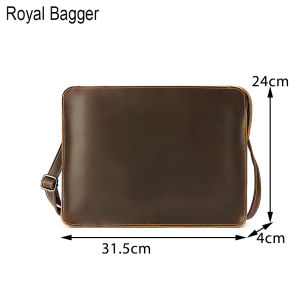 Royal Bagger Men Messenger Bags Business Envelope Bag Shoulder Sling Bags Crazy Horse Leather Long Purse Handbag Clutch Bag Genuien Cow Leather