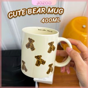 Jozoo Cute Bear Aesthetic Ceramic Mugs Coffee Milk Cup 400ml