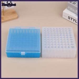 [Heartsbat] ชั้นวางกล่องพลาสติก100รูสำหรับห้องแล็บหลอดไครโอความจุ2มล. 1.5มล. 1.8มล. พร้อมฝาครอบเชื่อมต่อ