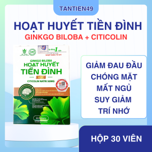 Ginkgo biloba hoạt huyết T-Đ giúp giảm đau đầu chóng mặt mất ngủ hộp 30 viên