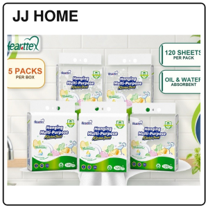 【JJ HOME】 【5Packs/Box】心相印Hearttex Hanging Kitchen Towels 120 Sheets 2-Ply Oil Water Absorbent Paper 210x225mm