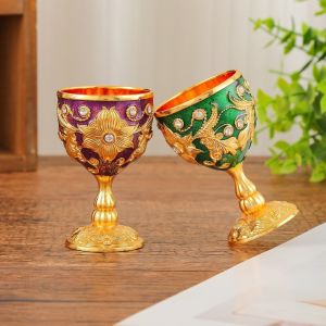 WMU7071 Đá pha lê Cốc kim loại chạm nổi Phong cách châu Âu Hoa Cốc rượu cổ điển Tinh tế Trang trí Ly rượu Vodka Champagne Rượu mùi Lễ Rước Lễ
