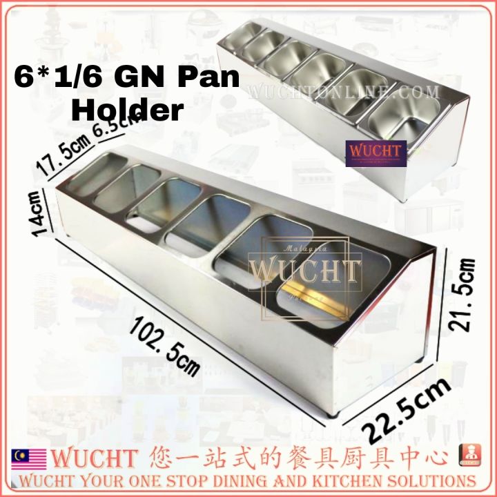 【WUCHT】6 X 1/6 GN PAN HOLDER / CONDIMENT HOLDER 100 DURABLE STAINLESS