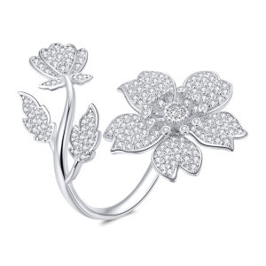 Bamoer Nhẫn Đeo Tay Hở Free Size Hình Hoa Anh Đào Mùa Xuân Cho Nữ Trang Sức Thương Hiệu Cao Cấp Bằng Bạc Sterling 925 BSR076