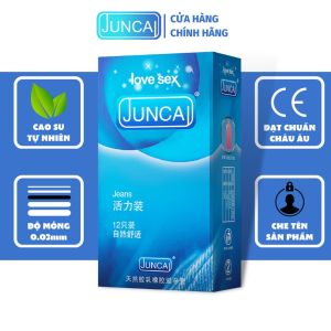 Bao cao su JUNCAII Jeans ôm sát trơn trượt thoải mái ( hộp 12 bao)