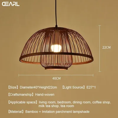 Bamboo Pendant Light For Living Room Dining Room Tea House -Ceiling Light Simple Rattan
