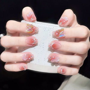 24Pcs/Box Fake Nails Set Translucent Wearable Nails cute in style manicure tablets