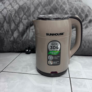 Ấm điện SUNHOUSE INOX 304 dung tích 1.7L thiết kế hiện đại màu be.