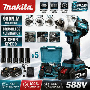 【COD】MAKITA Original 6.0Ah 588V Brushless Electric Cordless Impact Wrench With 2 Li-ion Batteries And Accessories Kit Set