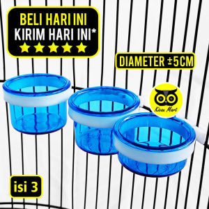 KICAU MART Wadah Pakan Burung Cepuk Maxglo Max Glo Italy Biru 1 Pcs Isi 3 Cepuk Cangkir Tempat Pakan Makanan Minum Burung Murai Kacer Kenari Lovebird Cucak Ciblek