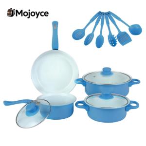 12-Piece Non-Stick Cookware Set Cooking Pot with Lid Milk Pot Maifan Stone Frying Pan Cooking Pot Set for All Hob