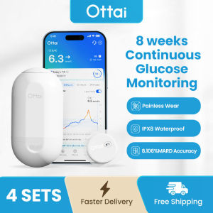 Ottai CGM Continuous Glucose monitor 4Sets 24h Real-time Continuous Glucose Monitoring Sensor Blood Glucose Monitor