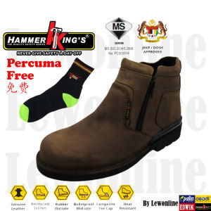 Hammer Kings Exclusive Safety Shoes 13035 Mid Cut Dual Zipper Steel Toe Cap Leather Working Shoes