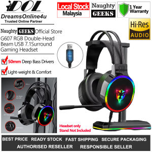 Naughty GEEKS G607 USB Virtual 7.1-Channel Surround Sound 50mm Speaker RGB Professional Gaming Headset