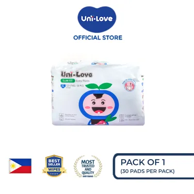 UniLove Slim Fit Baby Pants 30s (X-Large) x1 - Hypoallergenic | Super Absorbent | Ultrasoft | Neutralizes PH Level | Double Leakguard | Pants type | Breathable