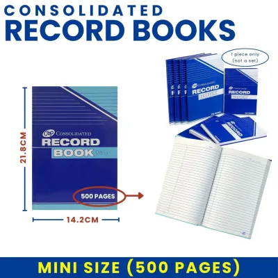Kanata Consolidated Record Notebook 150 200 300 500 Pages Mini Big Sizes for Office School Accounting Notes Use