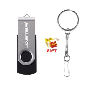 JASTER Silver Clip USB 2.0 Flash Drives 128GB Rotatable Memory Stick 64GB Colorful thumbdrive 32GB Free Key Chain USB Stick 16GB Free Custom Logo U Disk 8GB Creative Gift External Storage 4GB