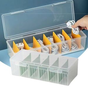 Dust-proof Data Cable Storage Box Detachable Partition Board Transparent Card Storage Box