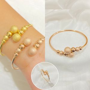 Gelang Bangle Pentol Bola Titanium Steel Anti Karat Aksesoris Wanita