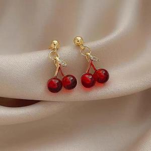 Red Cherry Earrings Earrings Suitable for Women Personality Cute Office Party Earrings Charm Jewelry