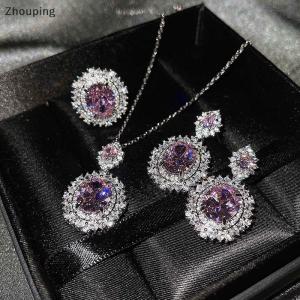 【ZP】 Flash Sale Cute 3Pcs set Elegant Luxury Fashion Zircon Necklace Earrings Ring For Women Girls Party Wedding Bride Jewelry Set Gifts