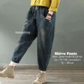 XXX Celana Jeans Monica Baggy Pants Snow Allsize Pinggang Karet. 